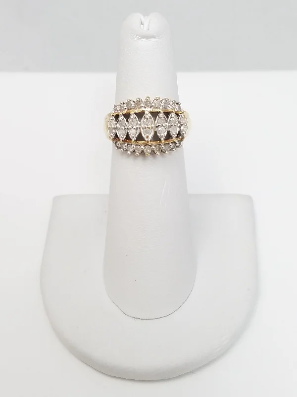 ladies-gold-vintage-rings-Elegant 10k Yellow Gold Natural Diamond Ring Band