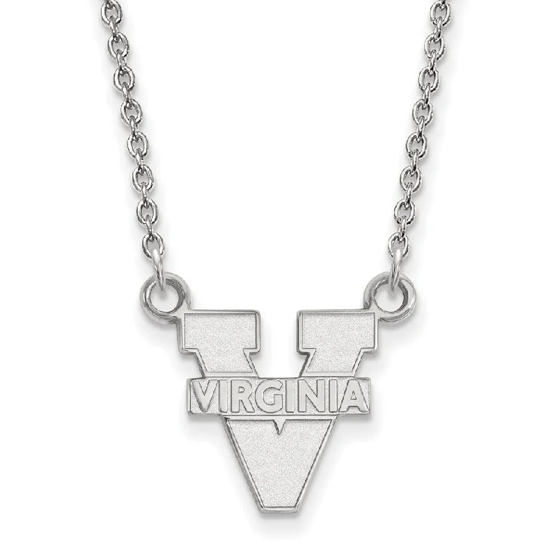 Ladies necklaces engraved patterns -Sterling Silver U of Virginia Small 'V' Logo Pendant Necklace