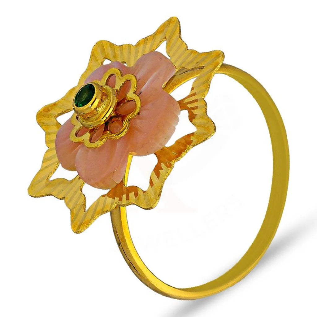 ladies-unique-gold-rings-Gold Flower Shaped Ring 18KT - FKJRN18K3023