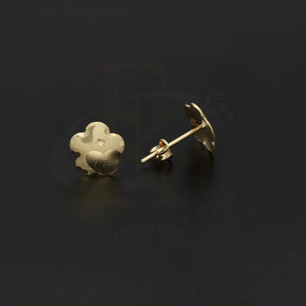 ladies-tassel-gold-earrings-Gold Flower Shaped Stud Earrings 18KT - FKJERN18K5118