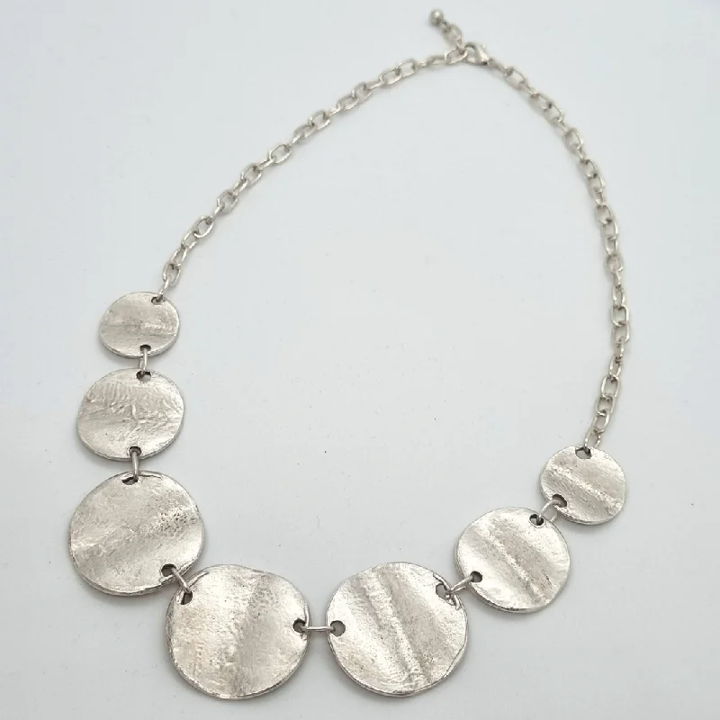 Ladies necklaces with shell pendants -Waves Silver Necklace - Boho Style