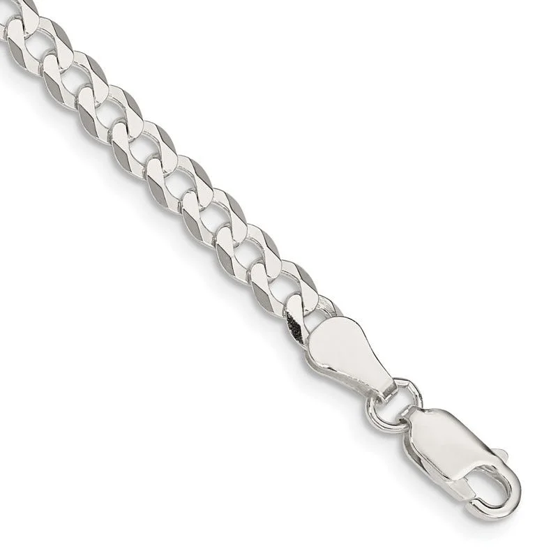 Ladies bracelets classic cuffs -Sterling Silver 4.5mm Flat Curb Chain Bracelet