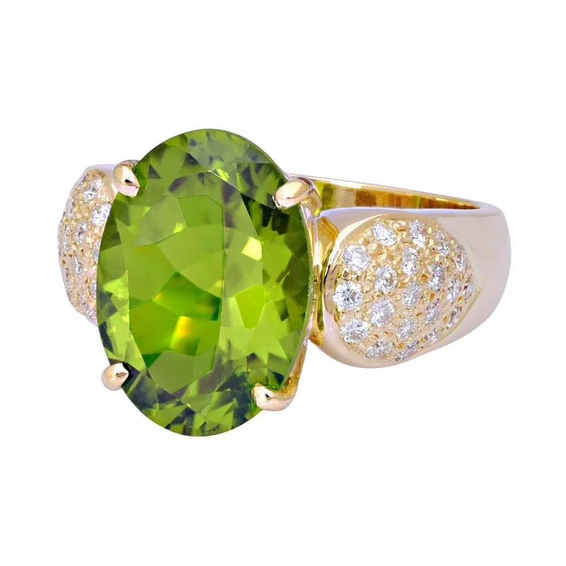 ladies-round-platinum-rings-Ring-Peridot and Diamond  (2140E)