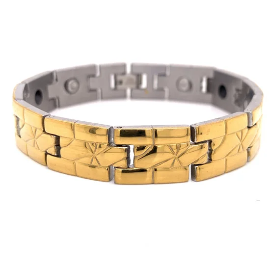 Ladies bracelets blush gold -Gold PVD Coated Stainless Steel Magnetic Bracelet / MBS0028