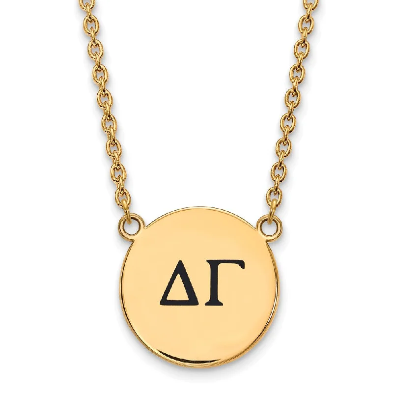 Ladies necklaces bold chains -14K Plated Silver Delta Gamma Large Enamel Greek Letters Necklace