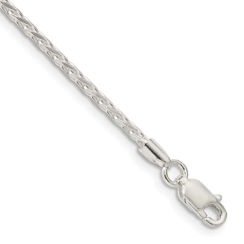 Ladies bracelets for coastal trips -Sterling Silver 2.15mm Diamond-cut Round Spiga Chain Bracelet