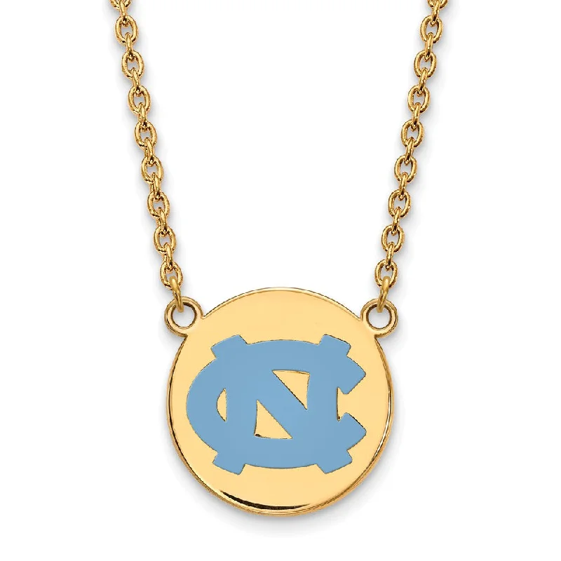 Ladies necklaces for painters -14k Gold Plated Silver North Carolina Enamel NC Pendant Necklace