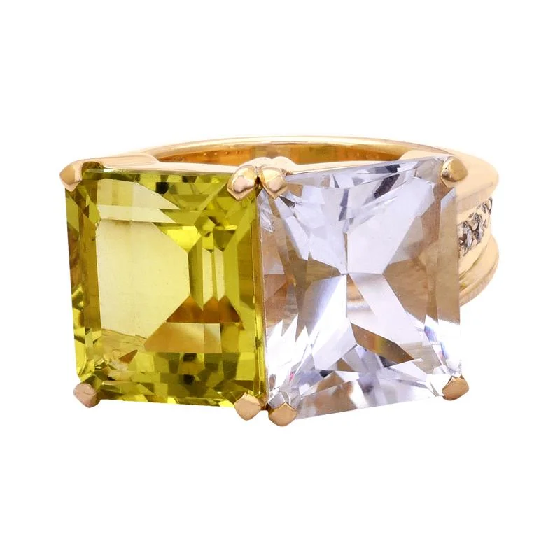 ladies-luxury-rose-gold-rings-Ring- Crystal, Lemon Quartz and Diamond  (2199Q)