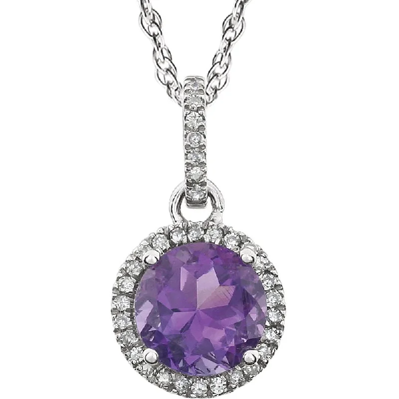 Ladies necklaces for leaders -14k White Gold Gemstone & 1/10 CTW Diamond Necklace, 18 Inch