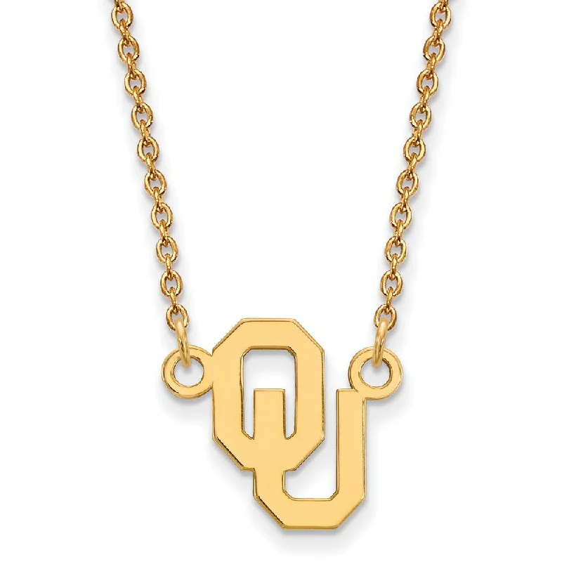 Ladies necklaces trendy chains -14k Gold Plated Silver Oklahoma Small Pendant Necklace