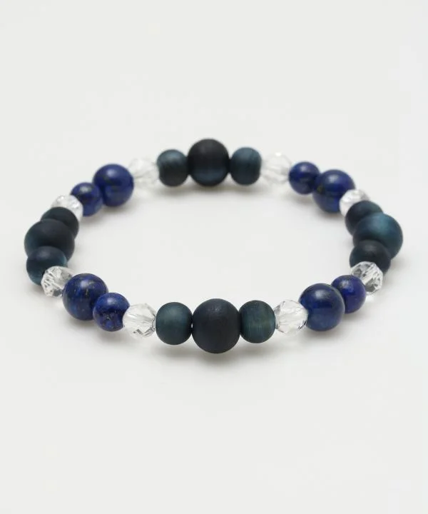 Ladies bracelets classic cuffs -AIZOME Indigo Dyed Cypress x Lapis Lazuli Bracelet