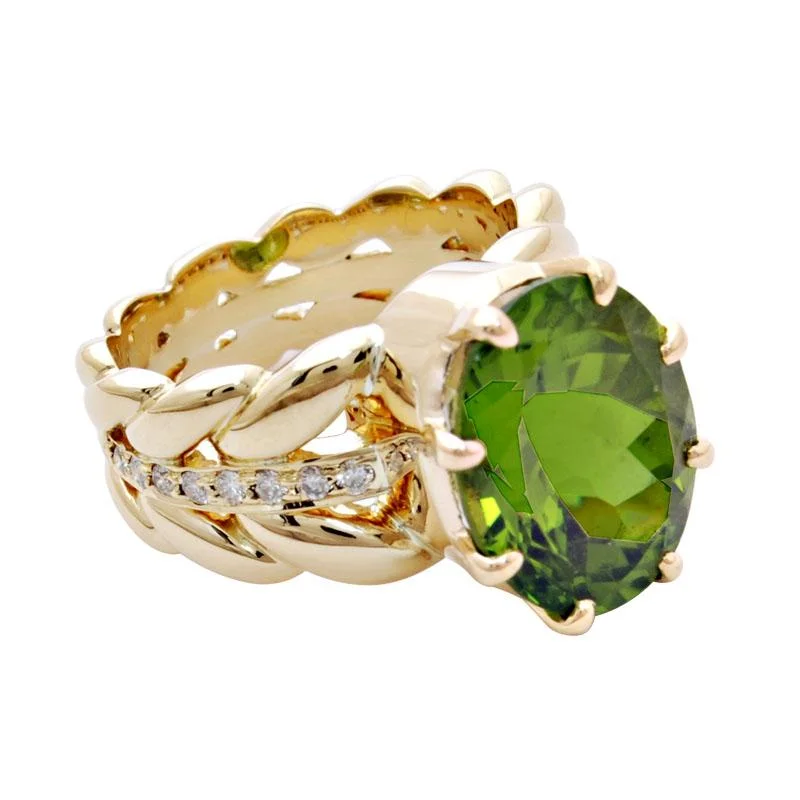 ladies-handmade-gold-rings-Ring-Peridot and Diamond  (1795I)