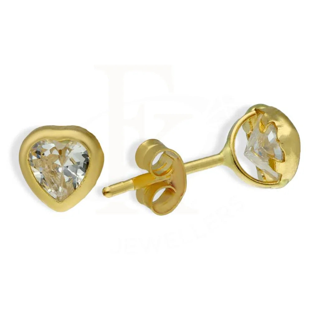 ladies-heart-drop-earrings-Gold Heart Shaped Solitaire Stud Earrings 18KT - FKJERN18K2766