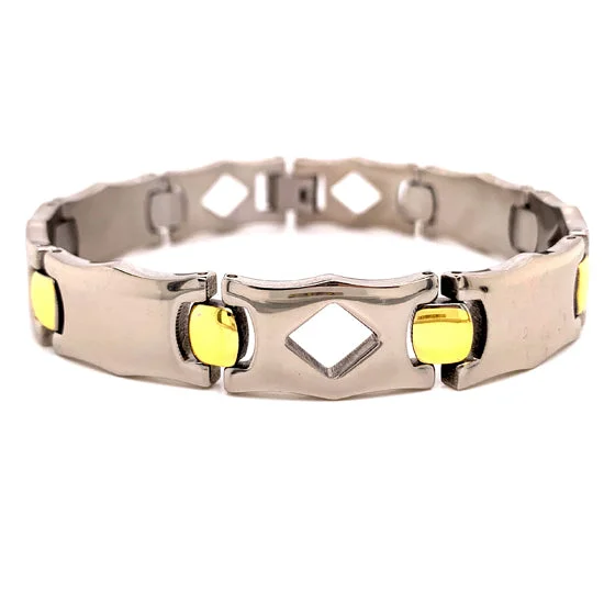 Ladies bracelets for day trips -Gold & Stainless Steel Bracelet / BRG0015