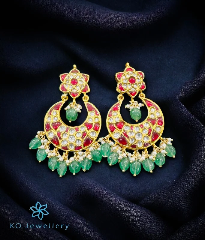 ladies-pearl-gold-earrings-The Aysha Silver Kundan Earrings