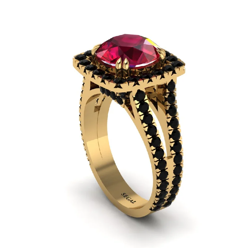 engagement-unique-platinum-ring-Ruby Pave Split Shank Engagement Ring - Averie No. 40