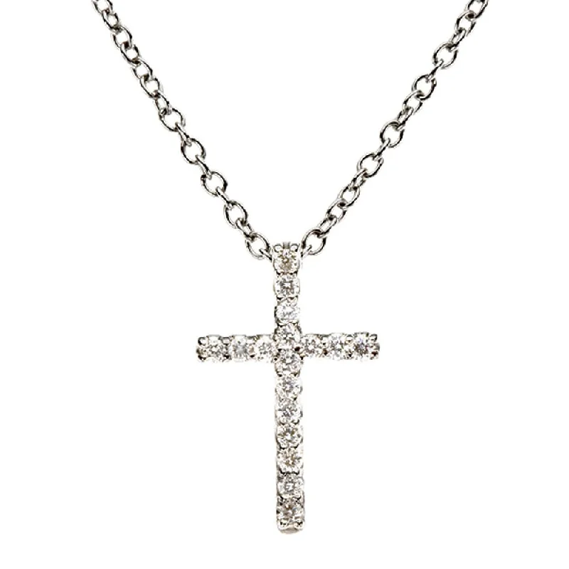 Ladies necklaces with chrysocolla -.085 cttw Diamond Cross Necklace in 14k White Gold