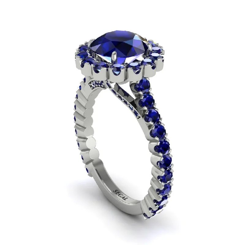 engagement-wedding-diamond-ring-Round Cut Sapphire Timeless Splendor Engagement Ring - Jazlyn No. 75