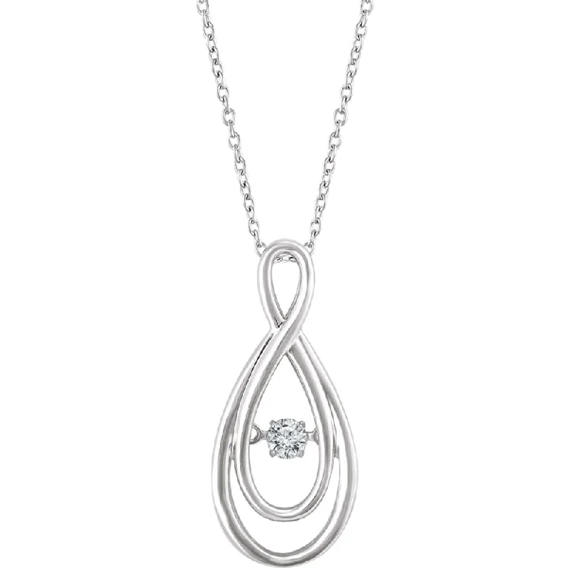 Ladies necklaces beaded strands -Sterling Silver 1/10 CT (I2, H-I) Diamond Infinity Necklace, 18 Inch