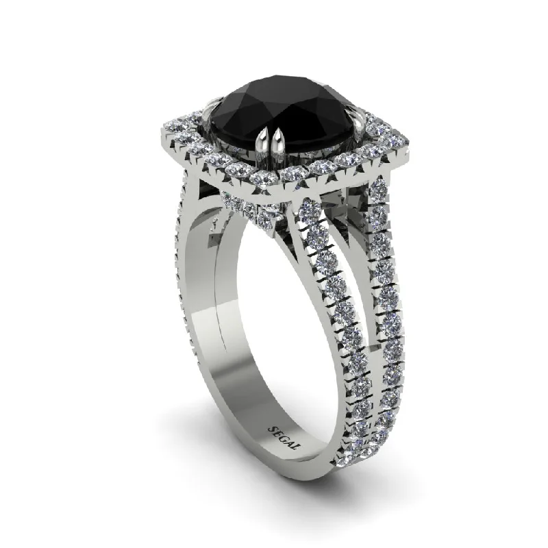 engagement-modern-diamond-ring-Black Diamond Pave Split Shank Engagement Ring - Averie No. 9