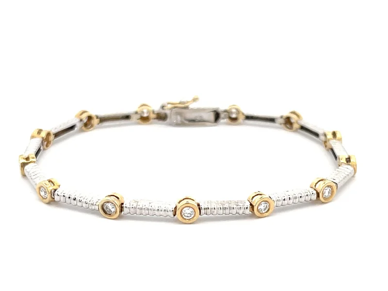 Ladies bracelets for coastal trips -Two Toned Diamond Bracelet in 14k Gold