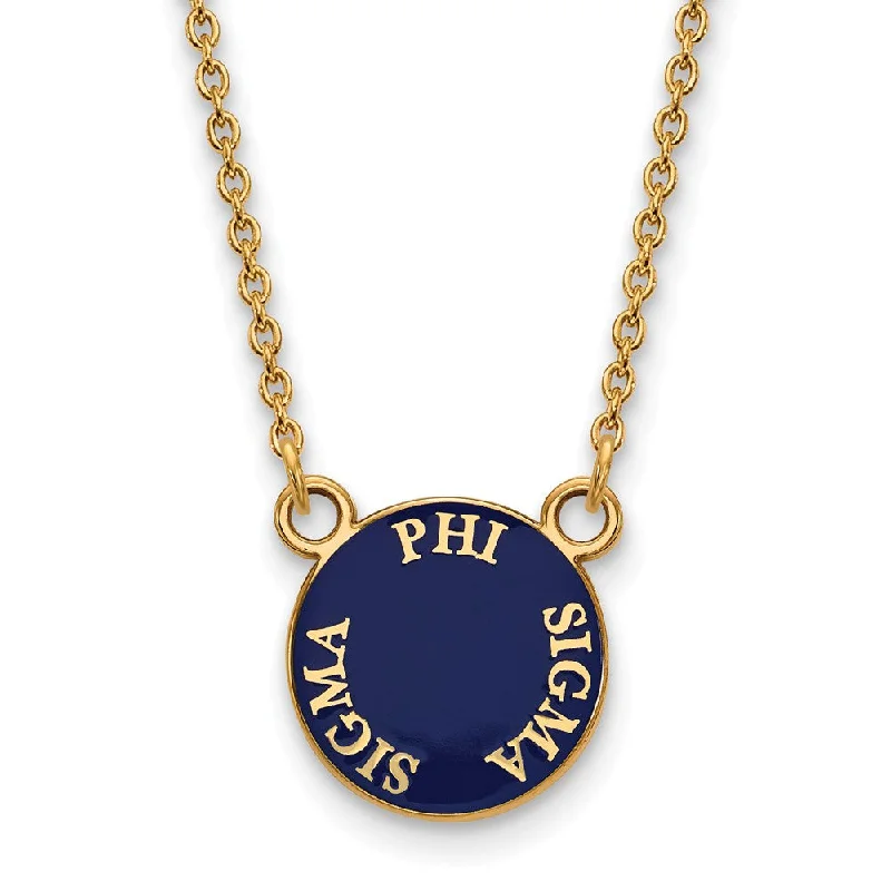 Ladies necklaces with rubies -14K Plated Silver Phi Sigma Sigma Small Enamel Disc Necklace