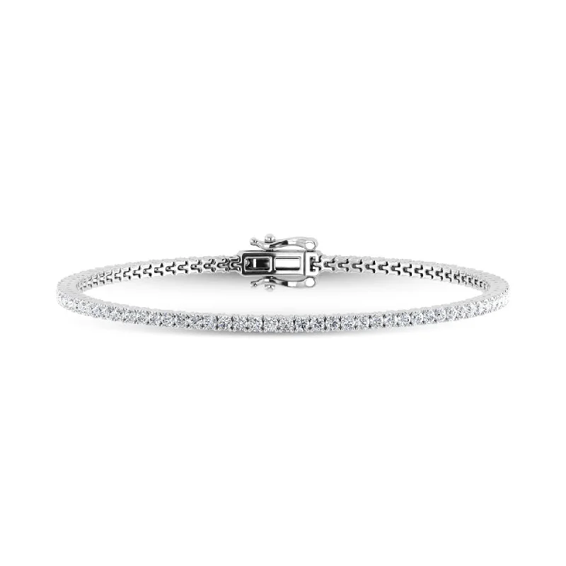 Ladies bracelets cute strands -10K White Gold Lab Grown Diamond 2 Ct.Tw. Tennies Bracelet