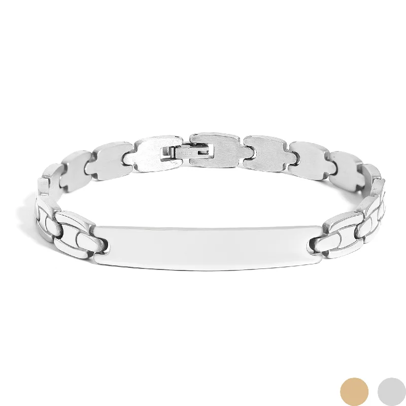 Ladies bracelets with chest charms -Stainless Steel Men's Blank Bracelet / BRJ2006