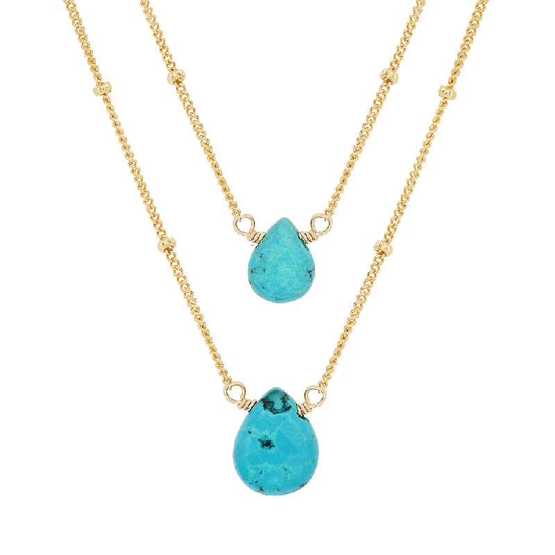 Ladies necklaces stylish chains -Turquoise Teardrop Necklace