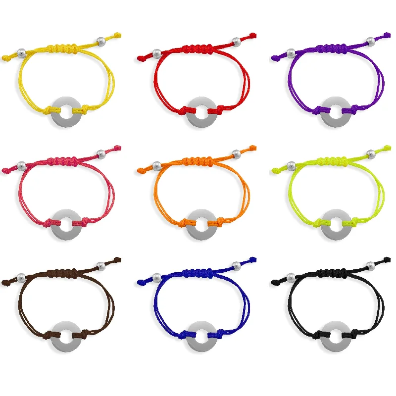 Ladies bracelets for casual meetups -Stainless Steel Engravable Washer Friendship Bracelet / WB0001