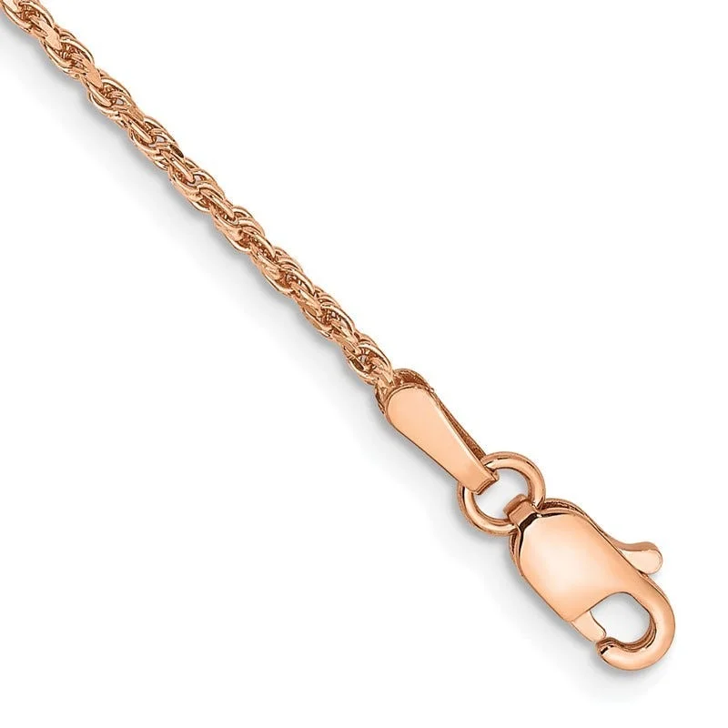 Ladies bracelets with letter charms -14K Rose Gold 7 inch 1.5mm Diamond-cut Man Made Rope with Lobster Clasp Chain Bracelet