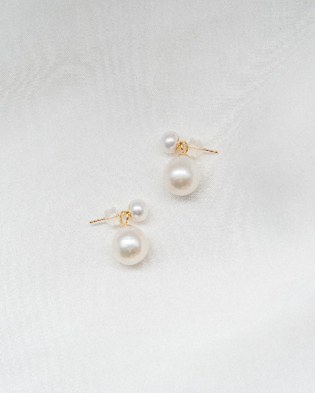 ladies-artisan-rose-gold-earrings-Pim Petite Pearl Earrings | Solid Gold