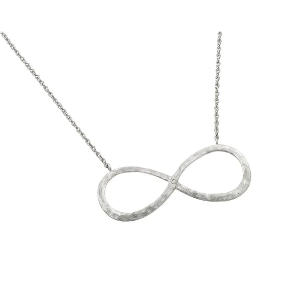 Ladies necklaces vintage strands -Sterling Silver 925 Rhodium Plated Infinity Pendant Necklace