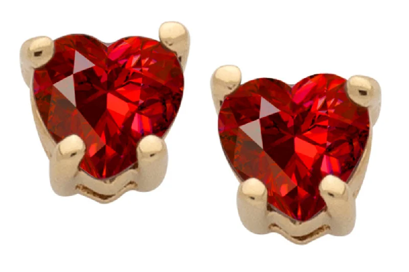 ladies-bohemian-rose-gold-earrings-Cubic Zirconia Heart Birthstone Stud Earrings