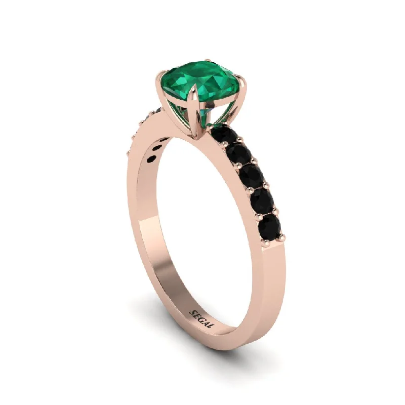 engagement-custom-diamond-ring-Cushion-Cut Emerald Classic Elegance Engagement Ring - Demi No. 35