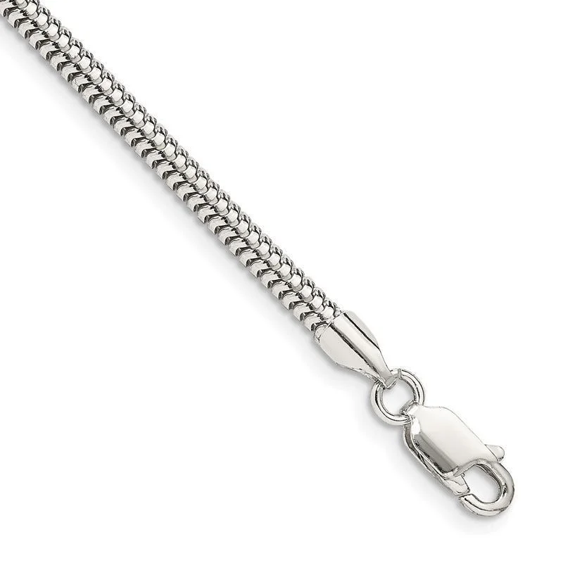 Ladies bracelets for gym goers -Sterling Silver 3mm Round Snake Chain Bracelet