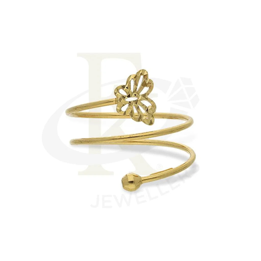 ladies-solitaire-pearl-rings-Gold Spiral Ring with Butterfly in 18KT - FKJRN18K2660