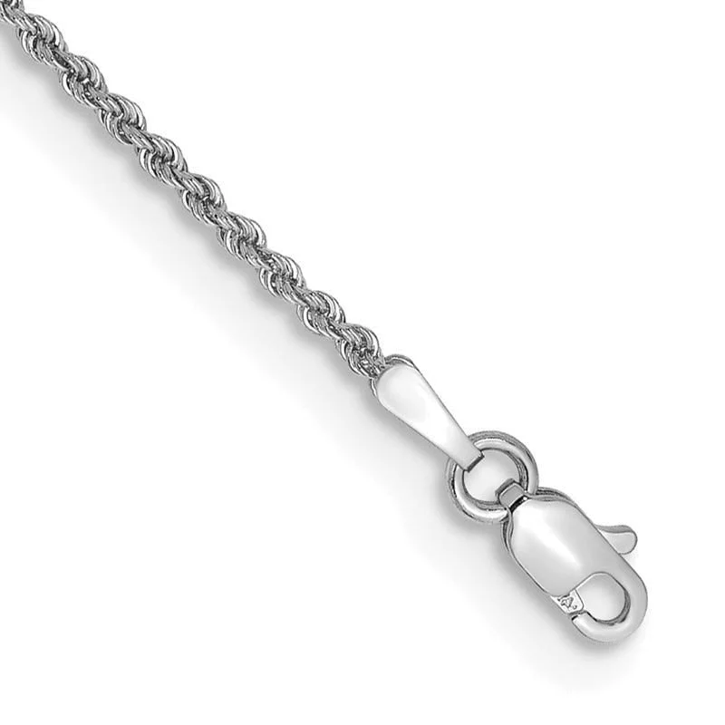 Ladies bracelets for engagement parties -14K White Gold 8 inch 1.5mm Regular Rope with Lobster Clasp Chain Bracelet