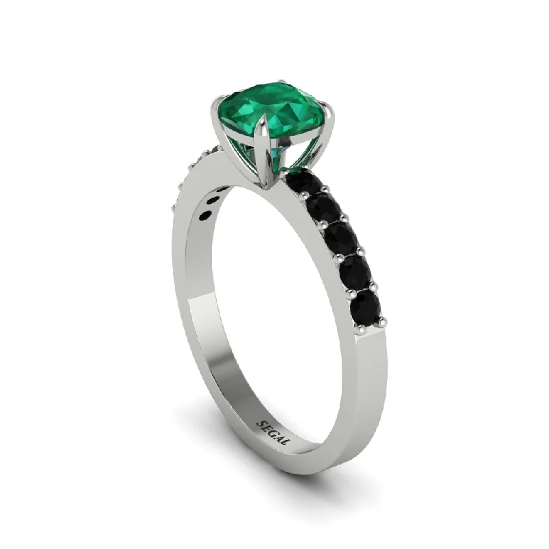 engagement-luxury-pearl-ring-Cushion-Cut Emerald Classic Elegance Engagement Ring - Demi No. 36