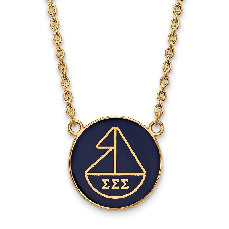 Ladies necklaces organic shapes -14K Plated Silver Sigma Sigma Sigma Large Enamel Logo Necklace