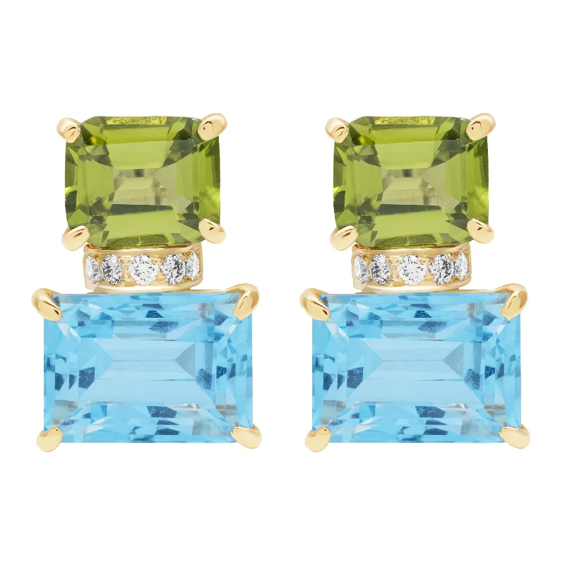 ladies-party-drop-earrings-Earrings - Peridot, Blue Topaz And Diamond (2405C)