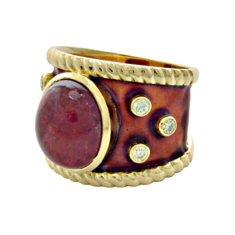 ladies-rose-gold-unique-rings-Ring-Rubellite and Diamond (Enamel)  (1926J)