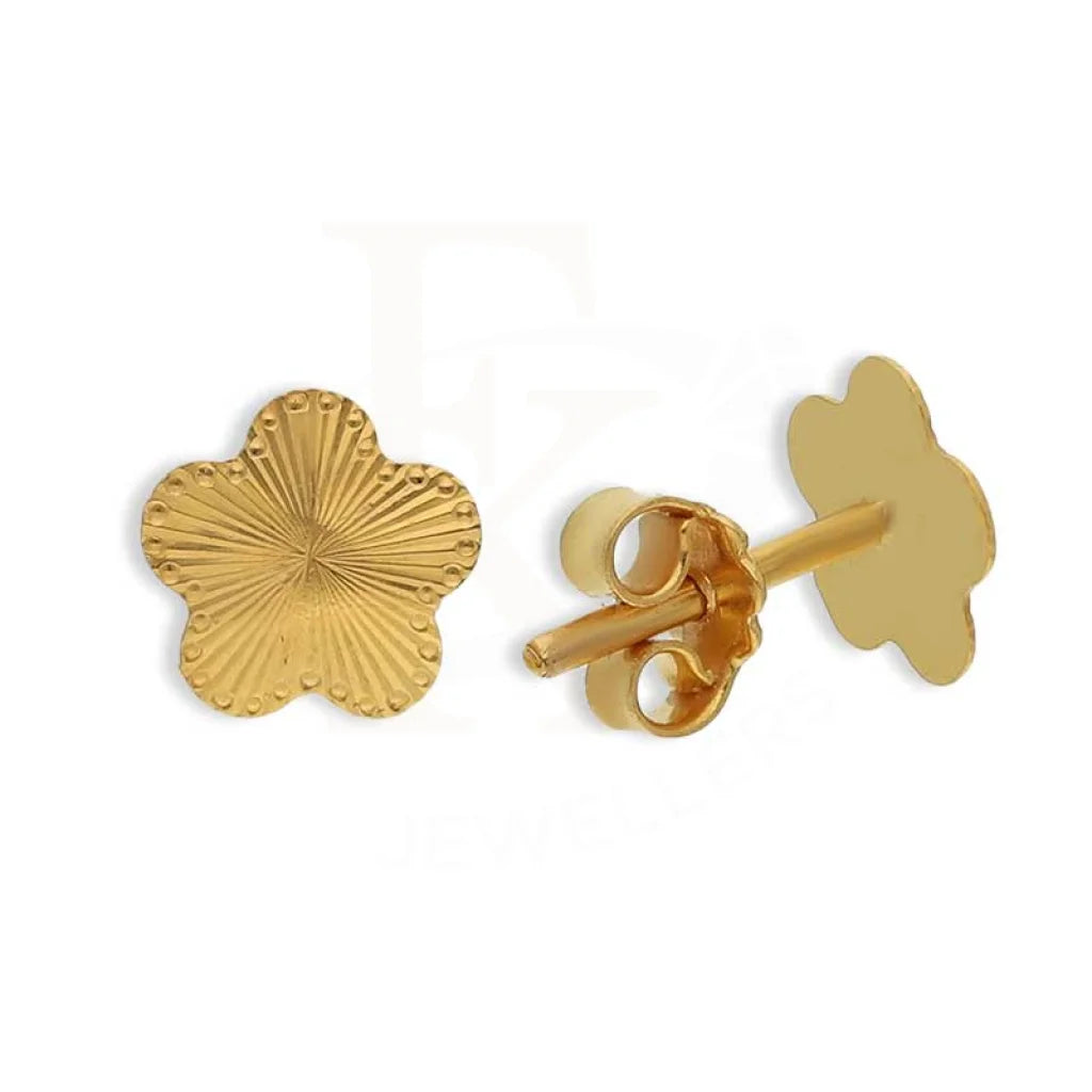 ladies-bridal-rose-gold-earrings-Gold Flower Shaped Stud Earrings 21KT - FKJERN21K3077