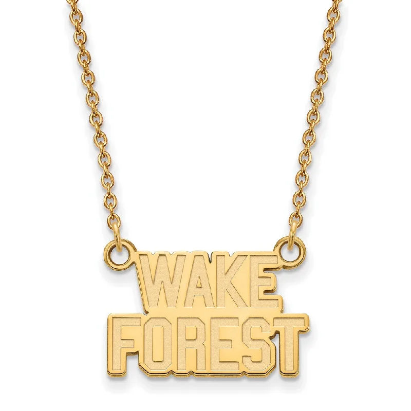 Ladies necklaces with leaf pendants -14k Yellow Gold Wake Forest U Small Pendant Necklace