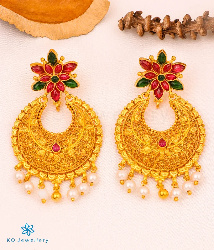 ladies-tassel-gold-earrings-The Vidhi Silver Chand-Bali Earrings