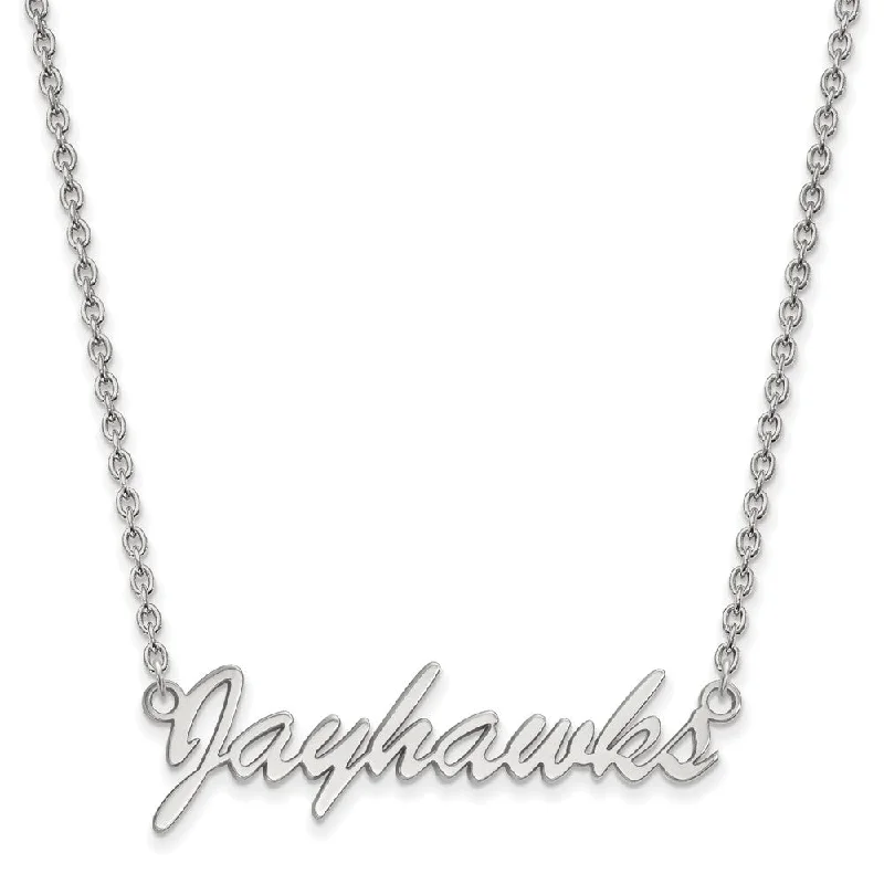 Ladies necklaces for dream chasers -Sterling Silver U of Kansas Medium Script 'Jayhawks' Pendant Necklace