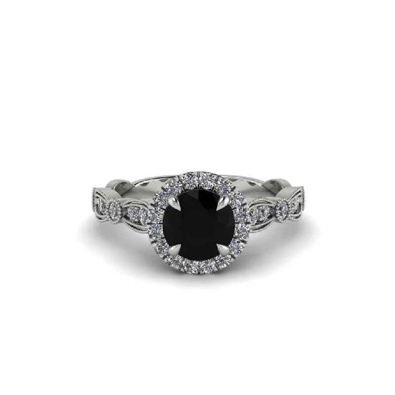 engagement-white-gold-halo-ring-Round Cut Black Diamond Radiant Eternity Engagement Ring - Kamryn No. 9