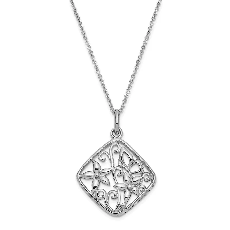 Ladies necklaces with peridot -Sterling Silver I Appreciate You Mom, Framed Necklace, 18 Inch