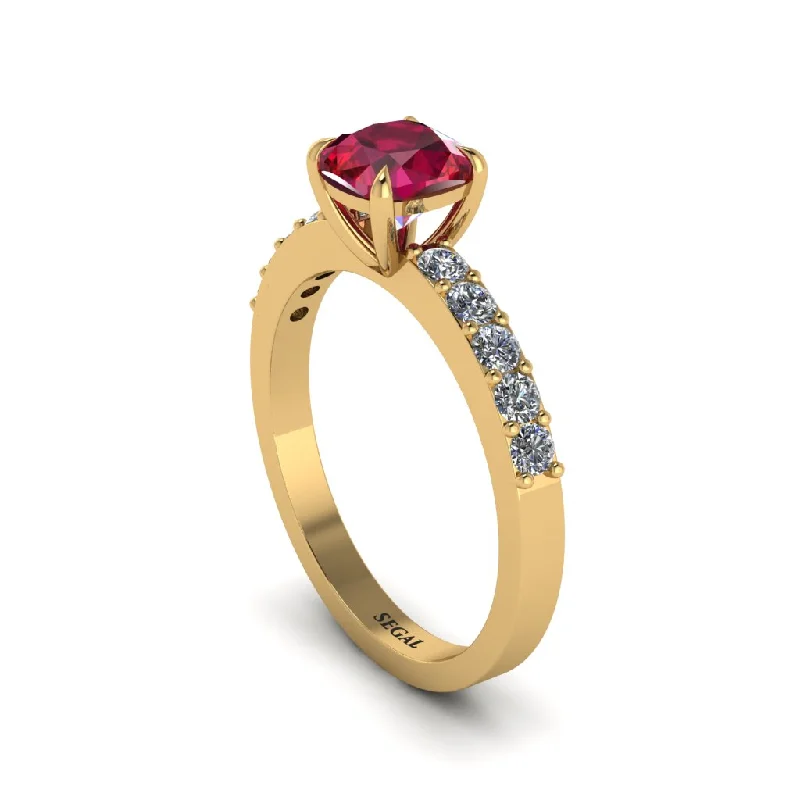 engagement-radiant-cut-rose-gold-ring-Cushion-Cut Ruby Classic Elegance Engagement Ring - Demi No. 10