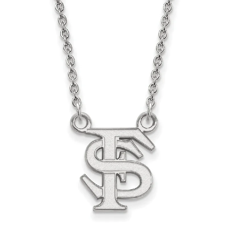 Ladies necklaces for travelers -Sterling Silver Florida State Small 'FS' Pendant Necklace